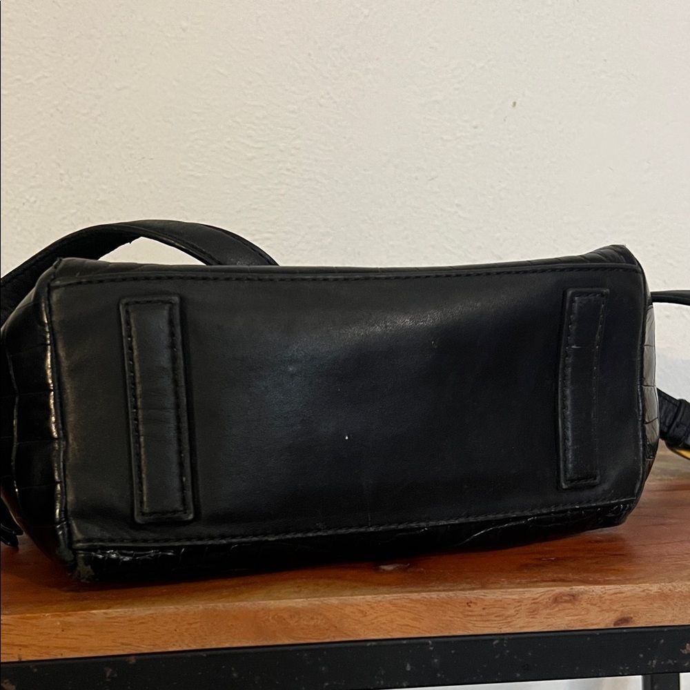 Tory Burch Croc Embossed Black Leather Backpack Purse Gold Authenticity Quality - Picture 11 of 16